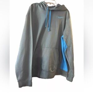 Nike Therma Fit Hoodie Men's Size M Blue Grey Knockout Kangaroo Pocket Pullover